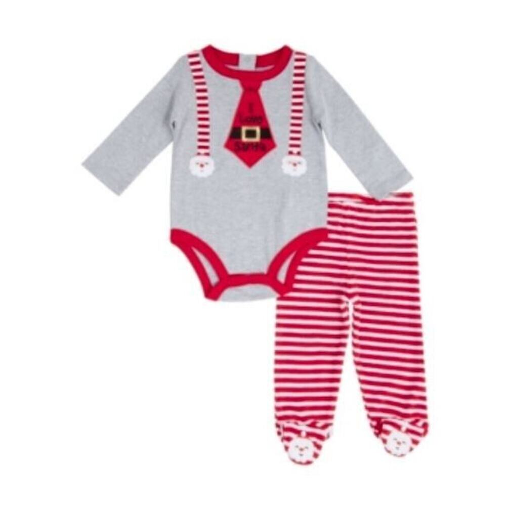 Koala Baby Boys Long Sleeve " I Love Santa" 2 Piece Set Newborn MSRP $20